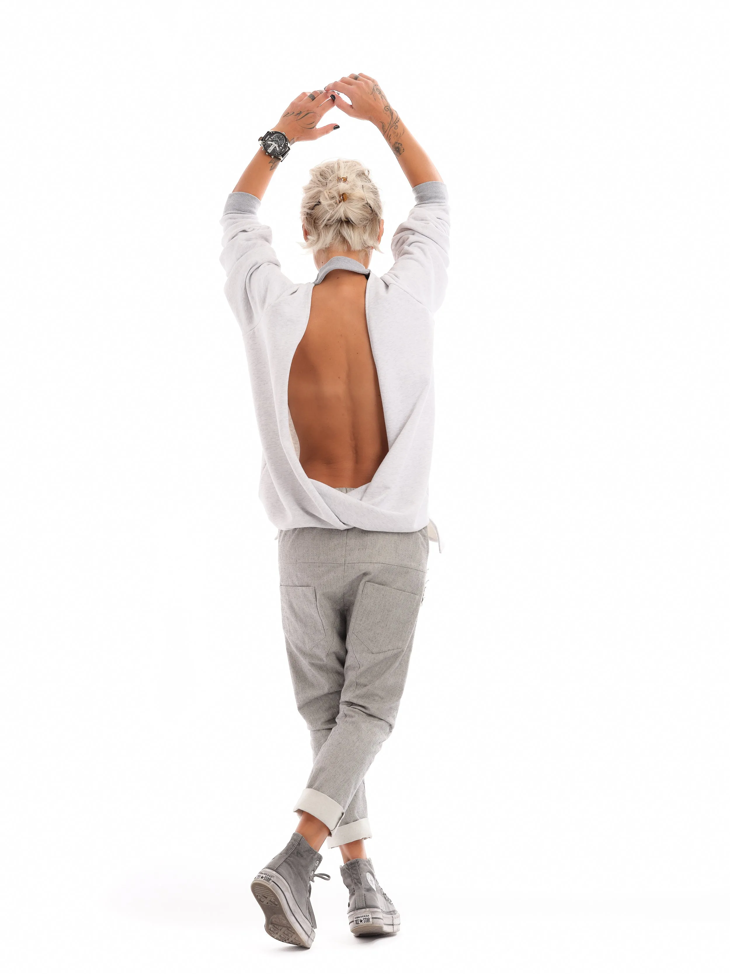 Grey Open-Back Shirt