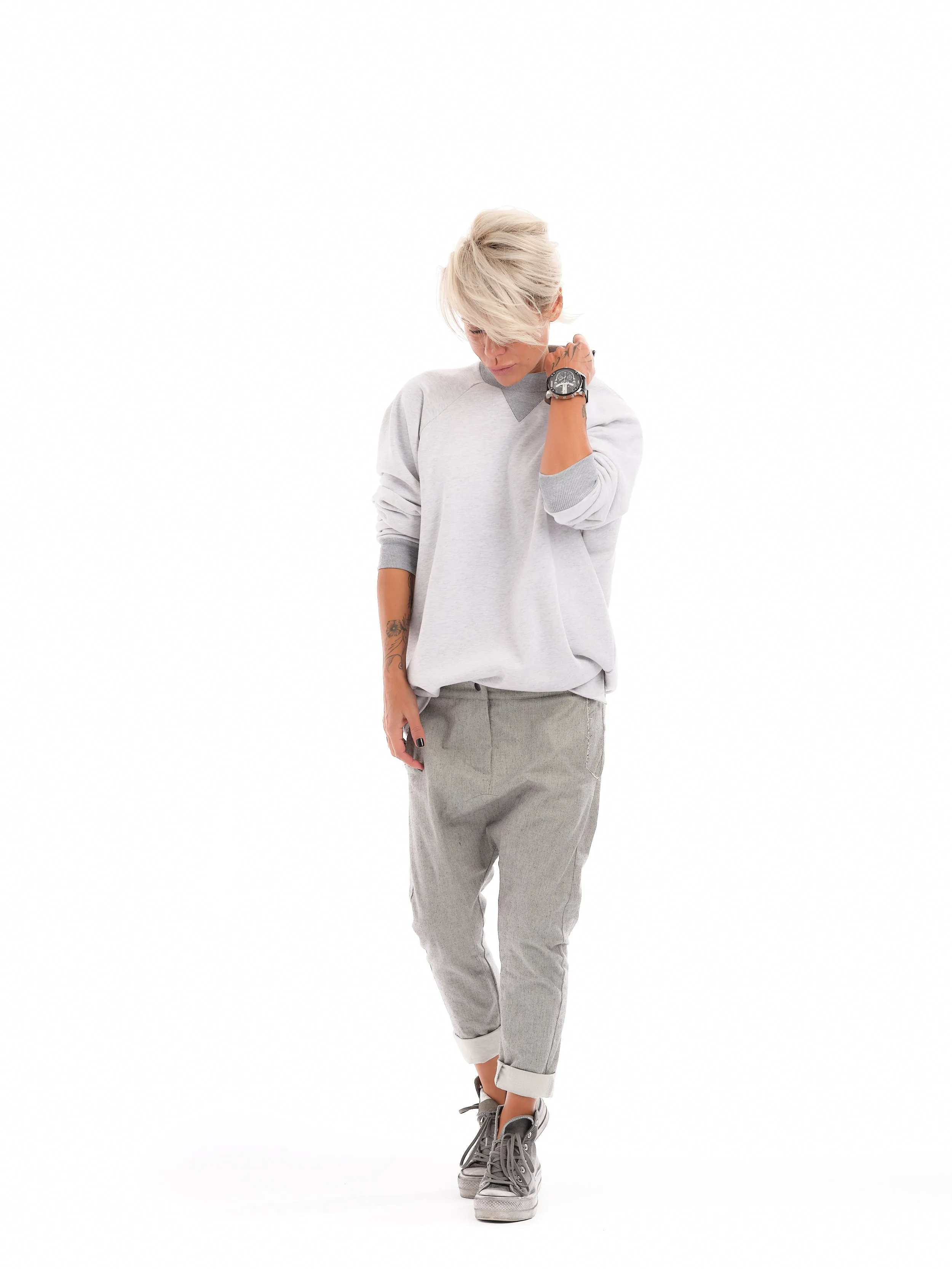Grey Open-Back Shirt