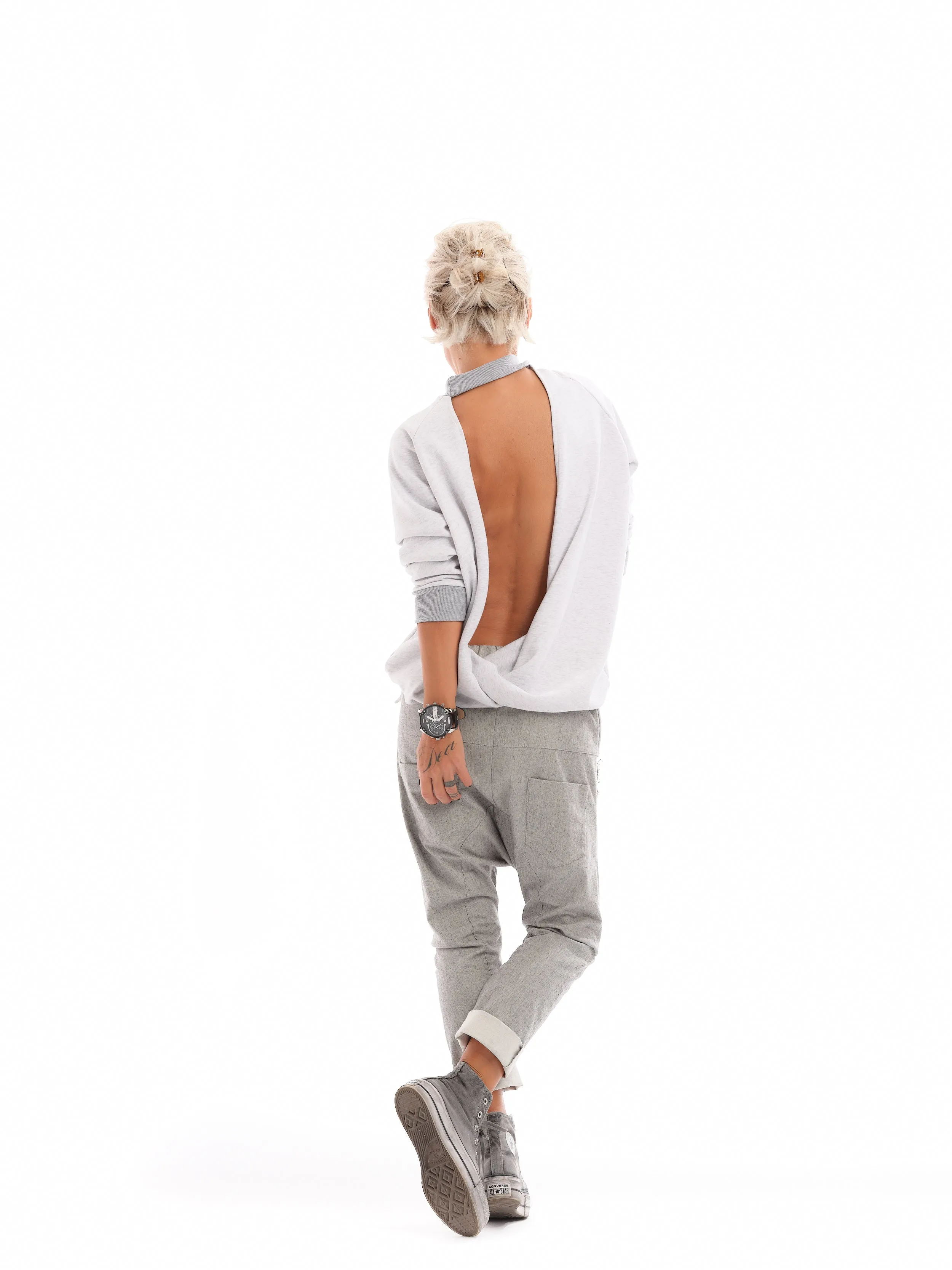 Grey Open-Back Shirt