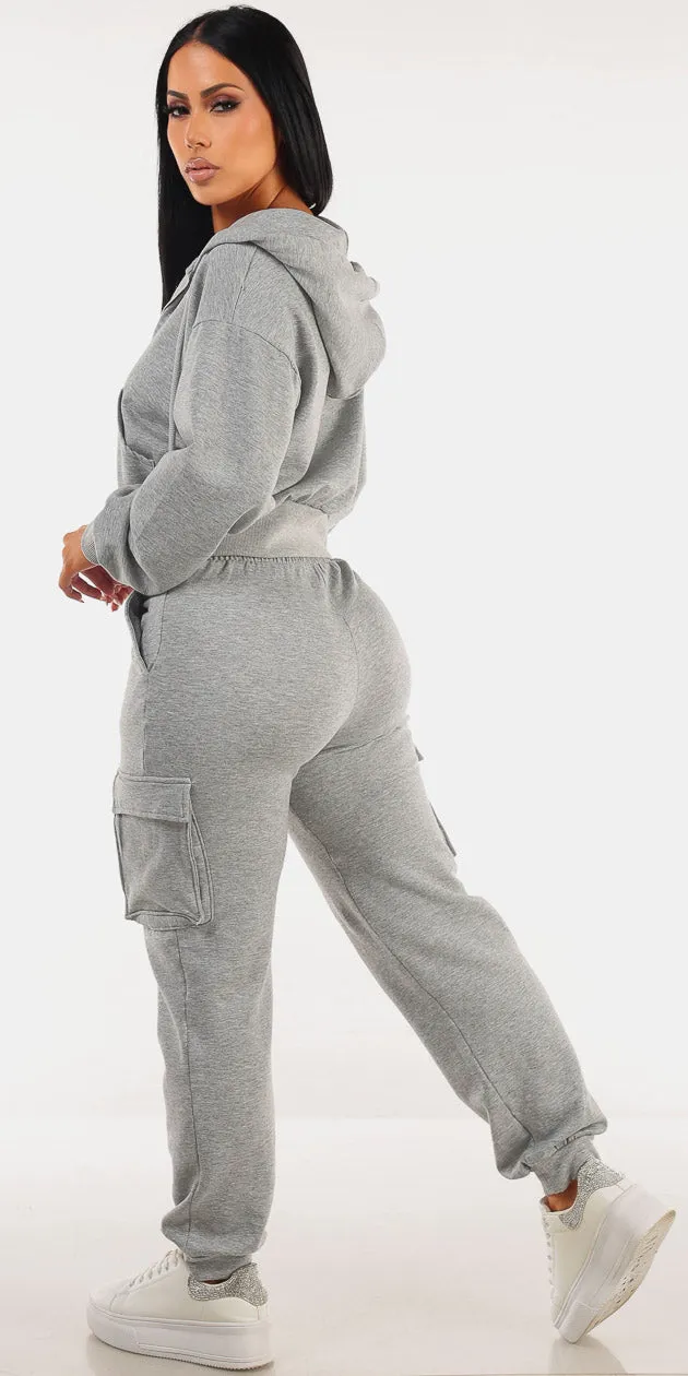 Grey Zip Up Sweatpants Combo