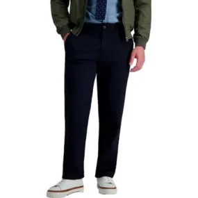 Haggar Mens Straight fit Chinos Pants 32 / 30 Blue Solid Stretch