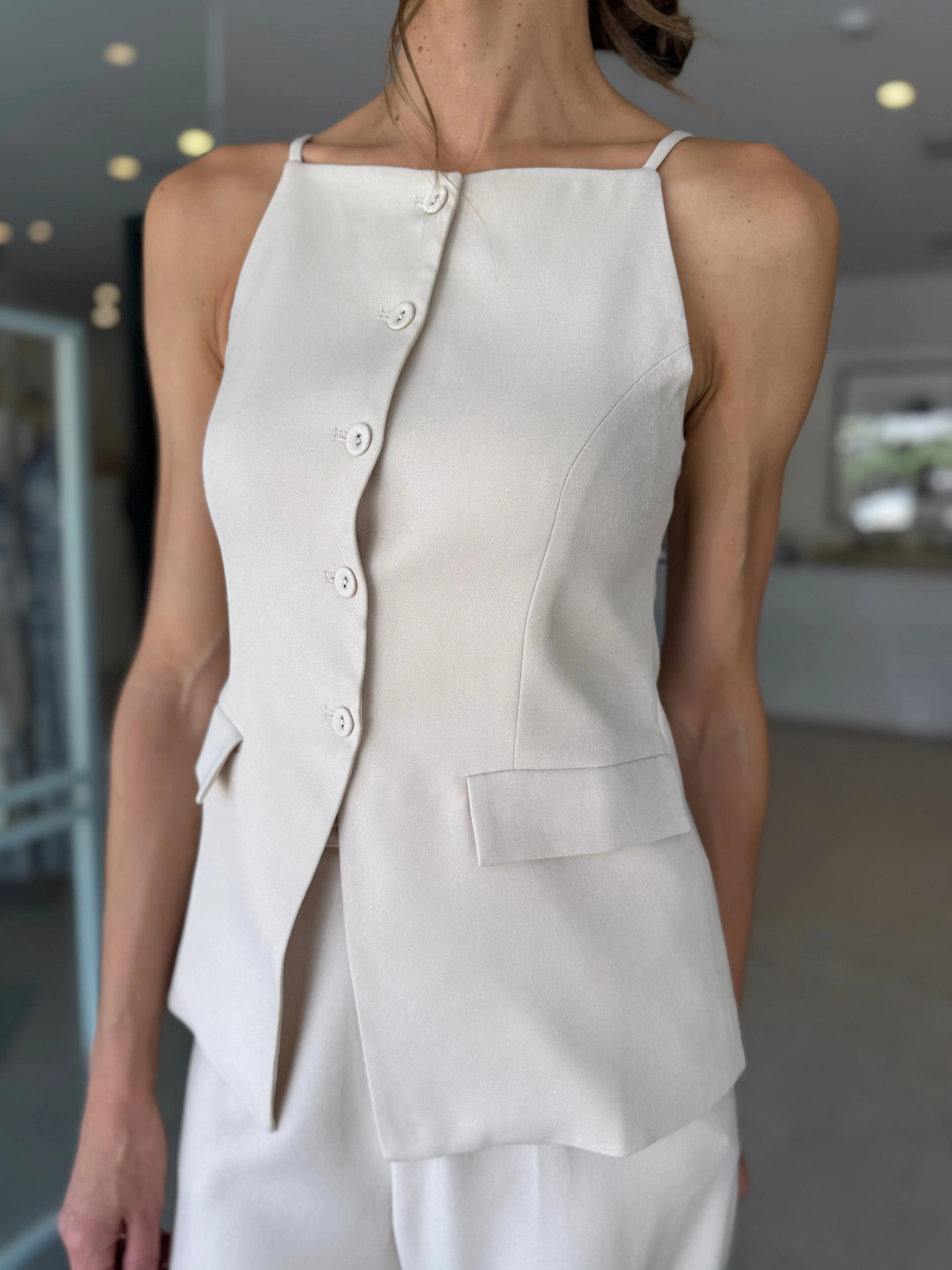 HAYDEN LONGLINE VEST BEIGE