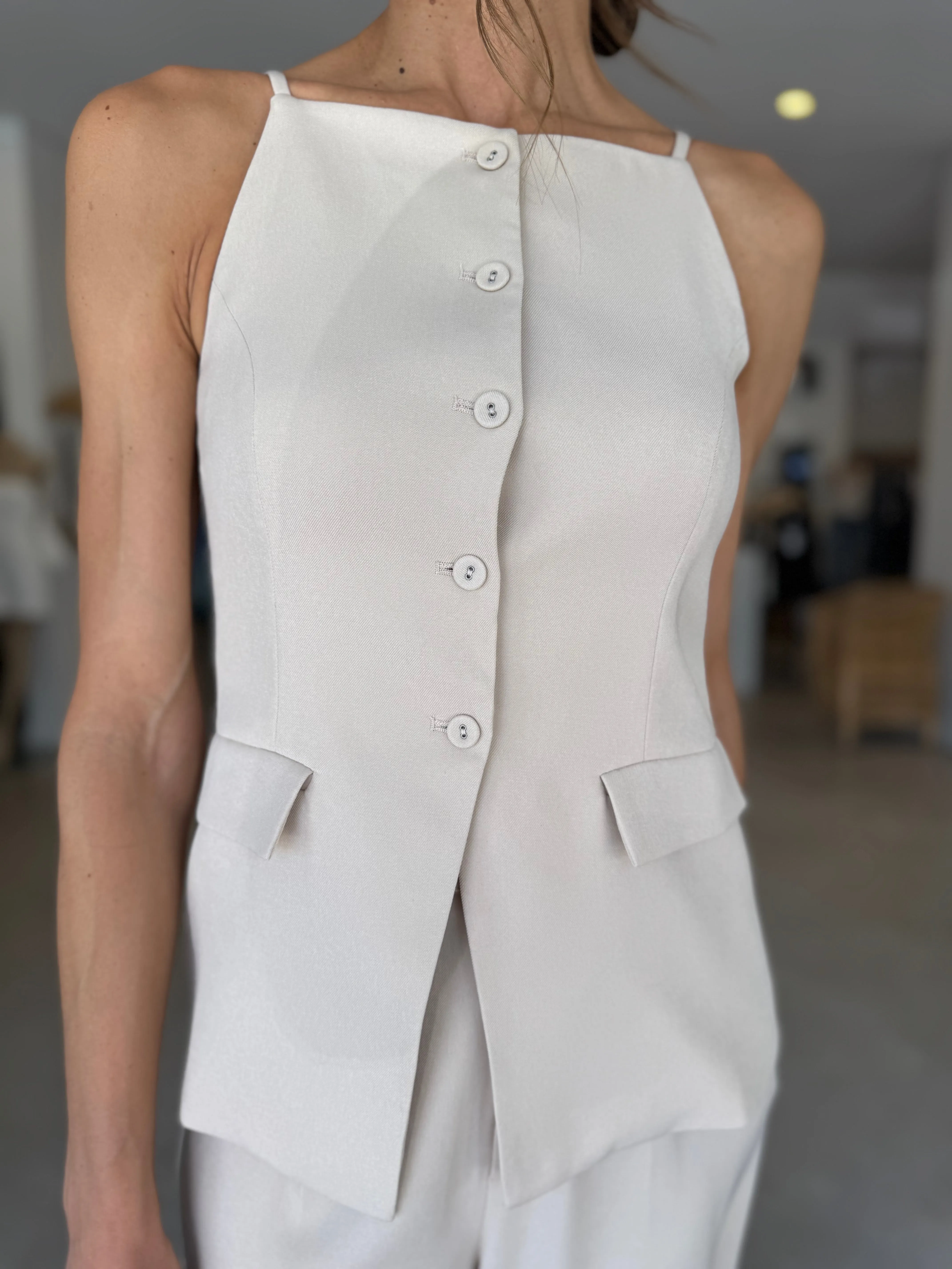 HAYDEN LONGLINE VEST BEIGE