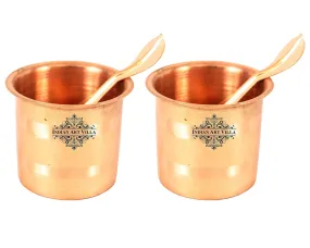 Indian Art Villa Pure Copper Panch Patra Worship Glass and Spoon