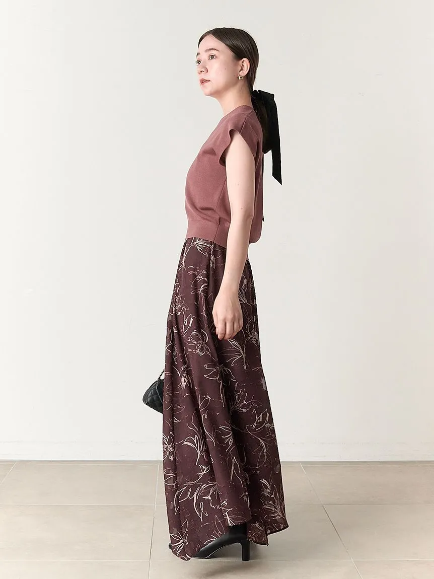knit layered print dress