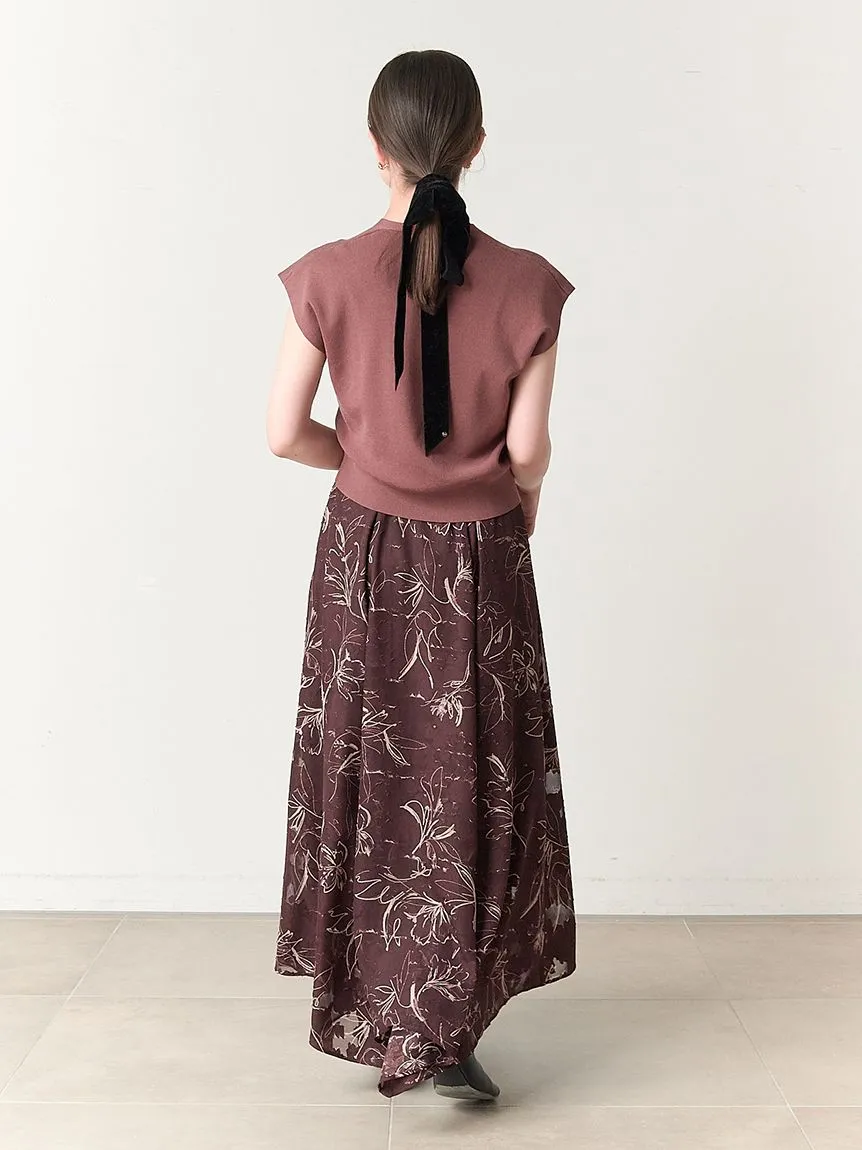 knit layered print dress