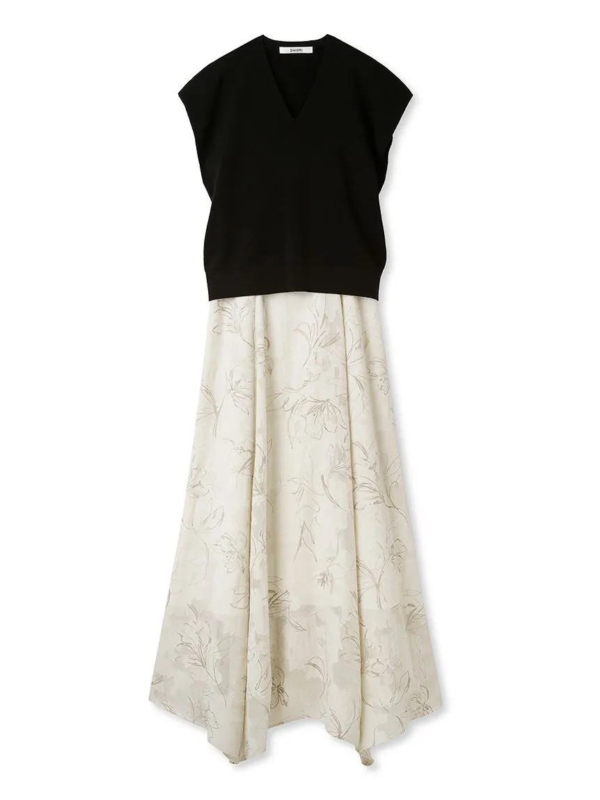 knit layered print dress