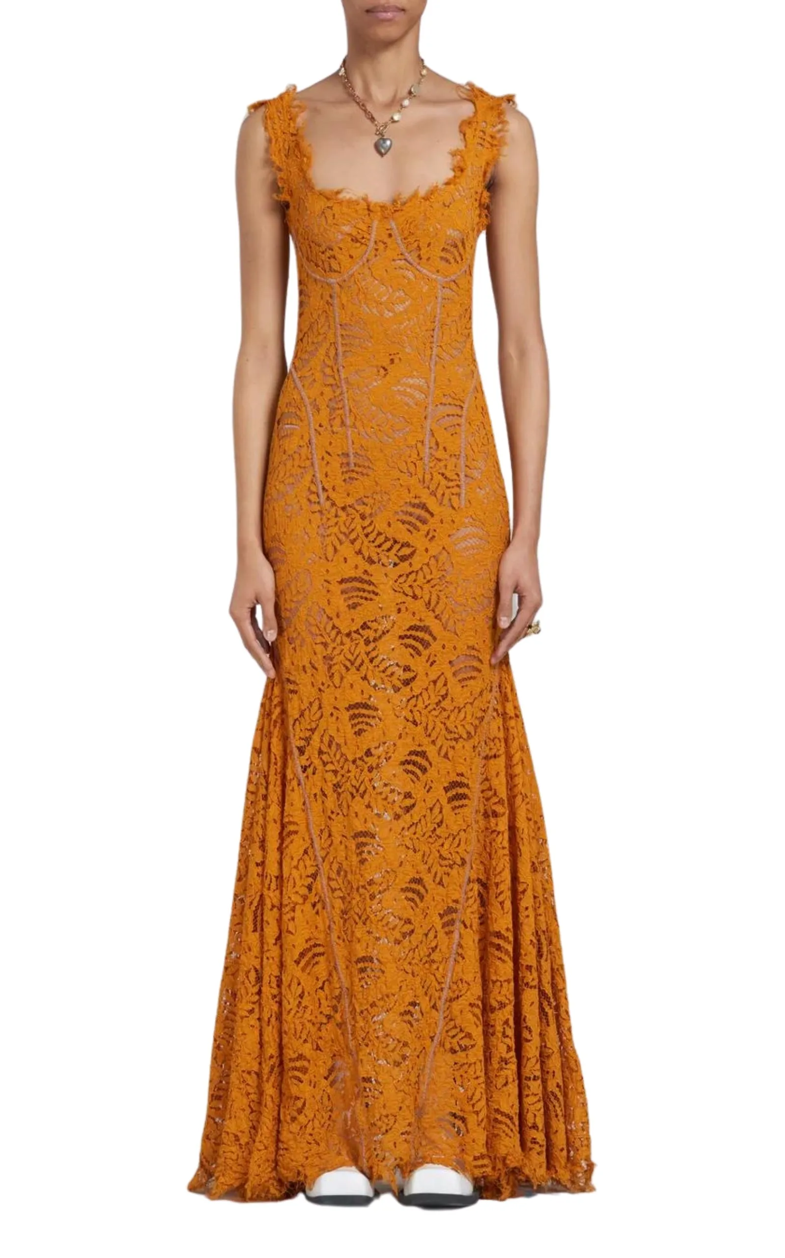 Lace Coreset Detail Maxi Dress