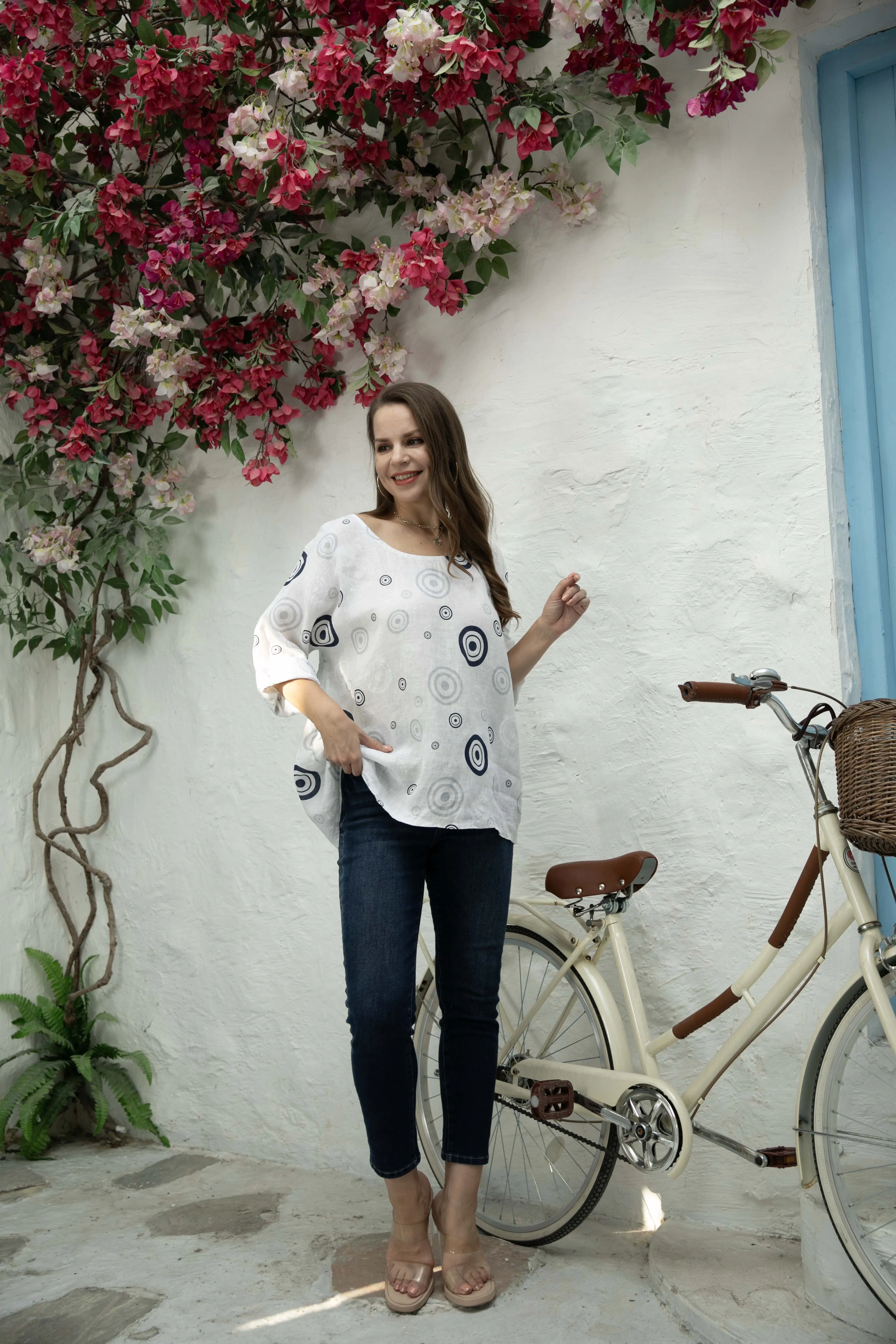 Linen Top with Circles