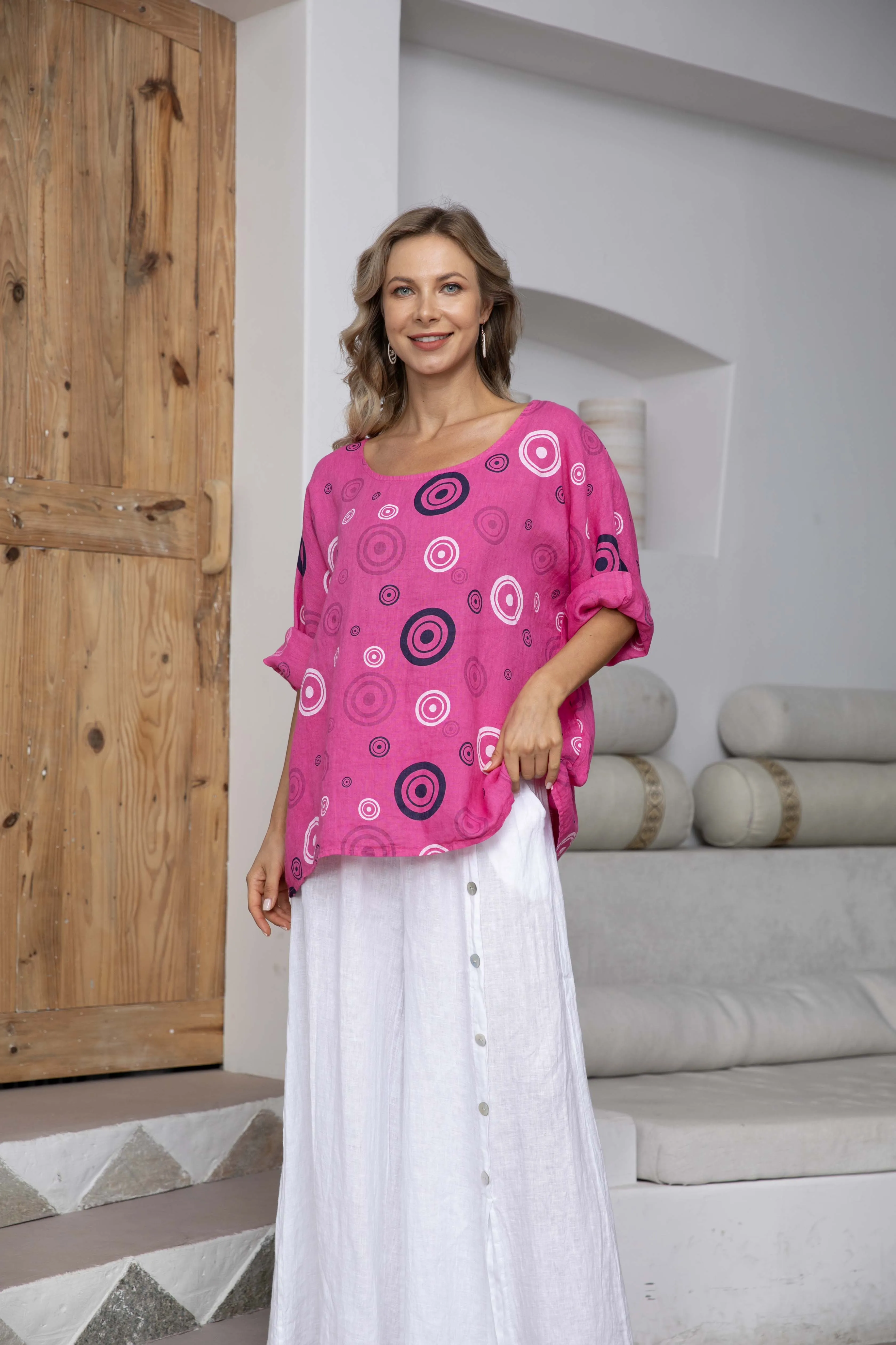 Linen Top with Circles