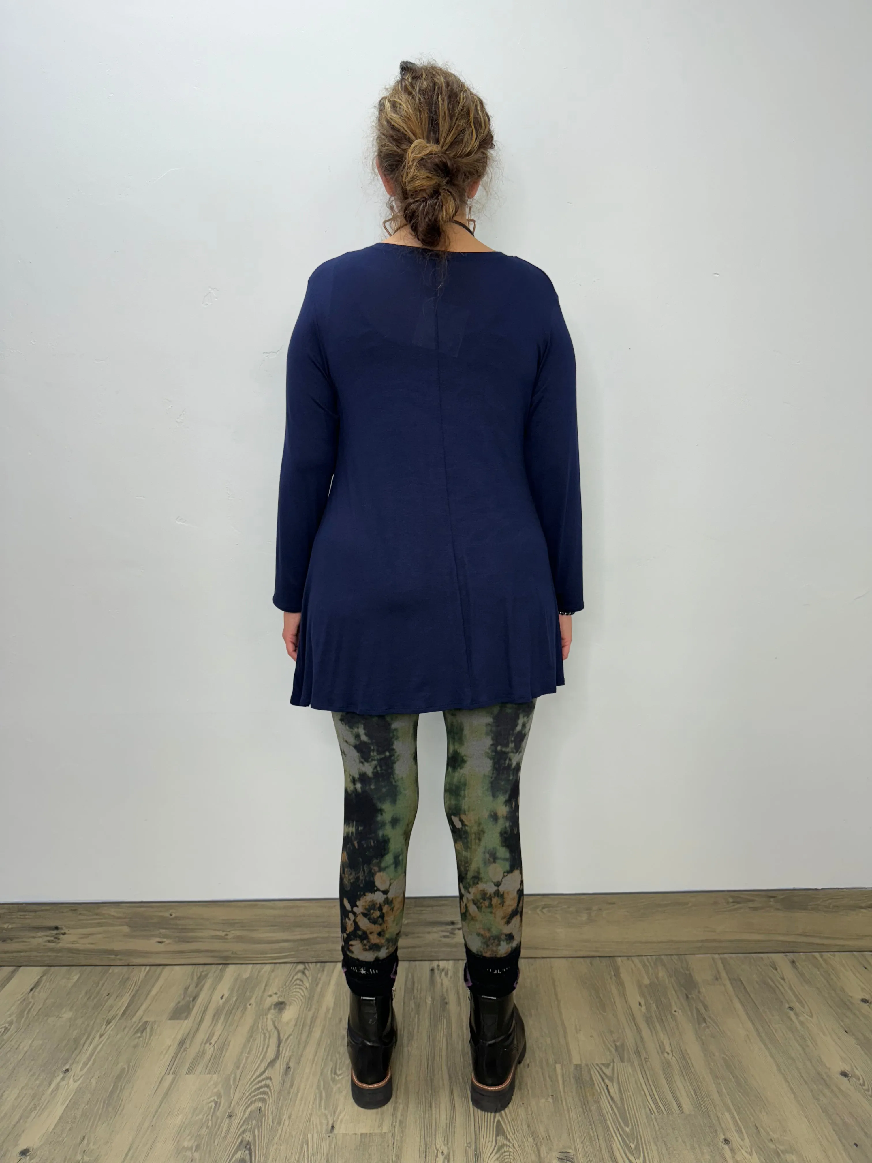 Long Sleeve Basic A-Line Tunic - Blueberry