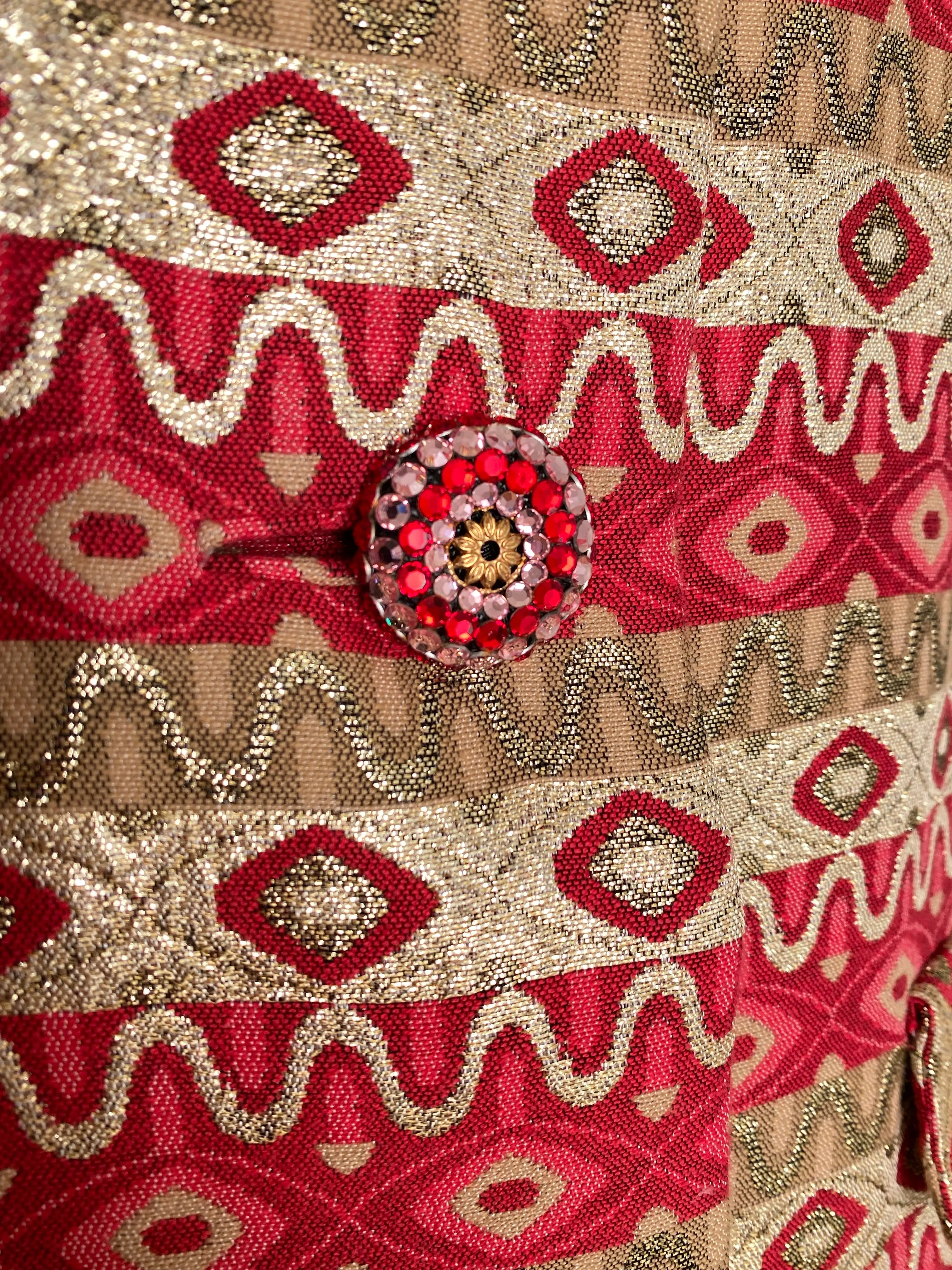 Magnificent 1960's Klimt Coat in Red, Pink & Metallic Gold / Large