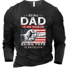 Men's American Flag Being Dad Full Sleeves T-Shirt