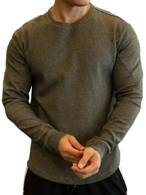 Men's Solid Color Round Neck Long Sleeve Versatile T-Shirt