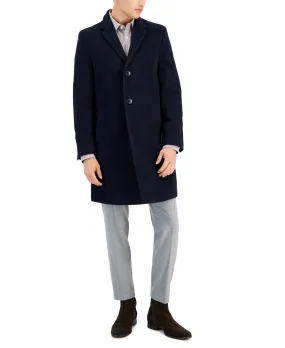 Nautica Mens Classic fit Overcoat Coat 40 R Blue Solid