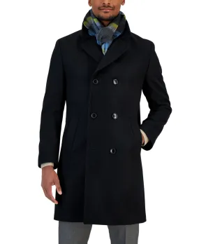 Nautica Mens Classic fit Overcoat Coat 42 S Black Solid