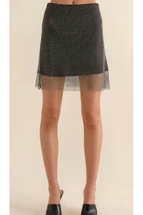 On Edge Rhinestone Mesh Skirt