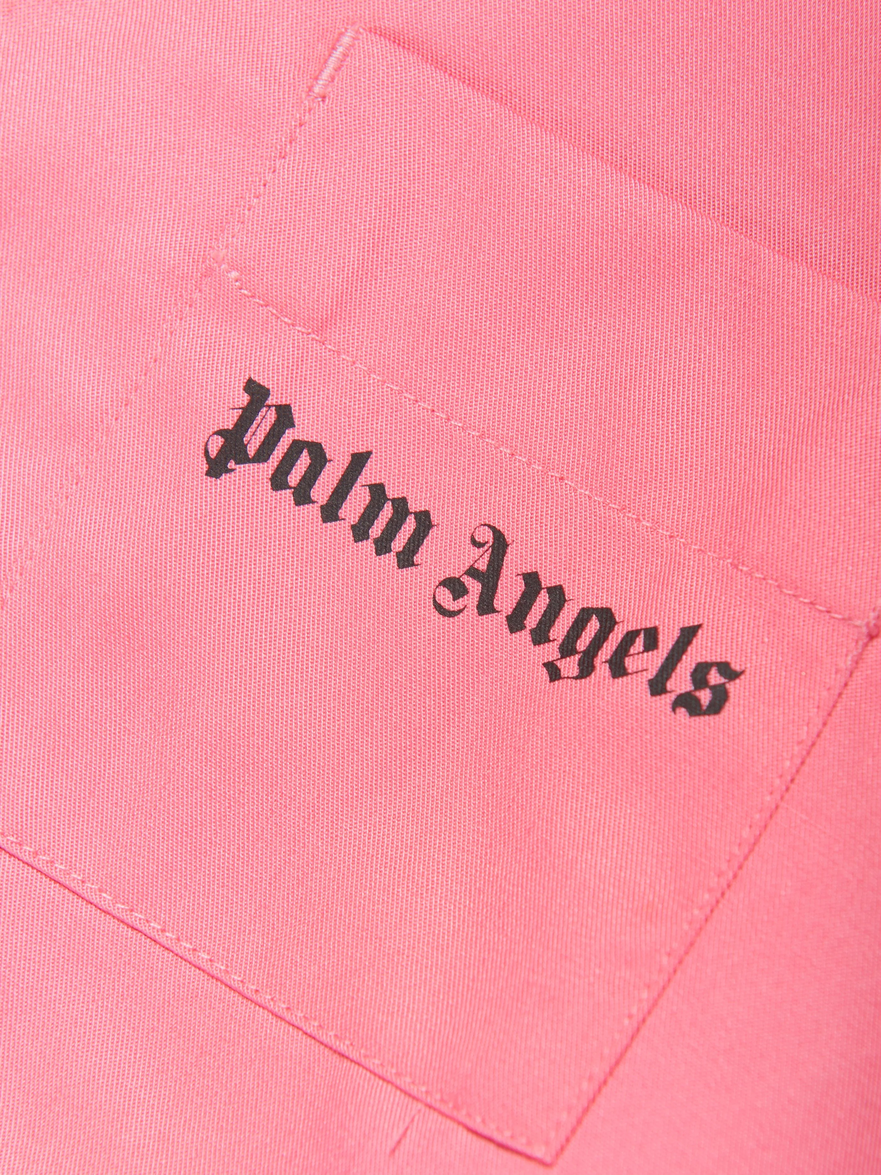 Palm Angels Girls Track Cropped Shirt in Pink