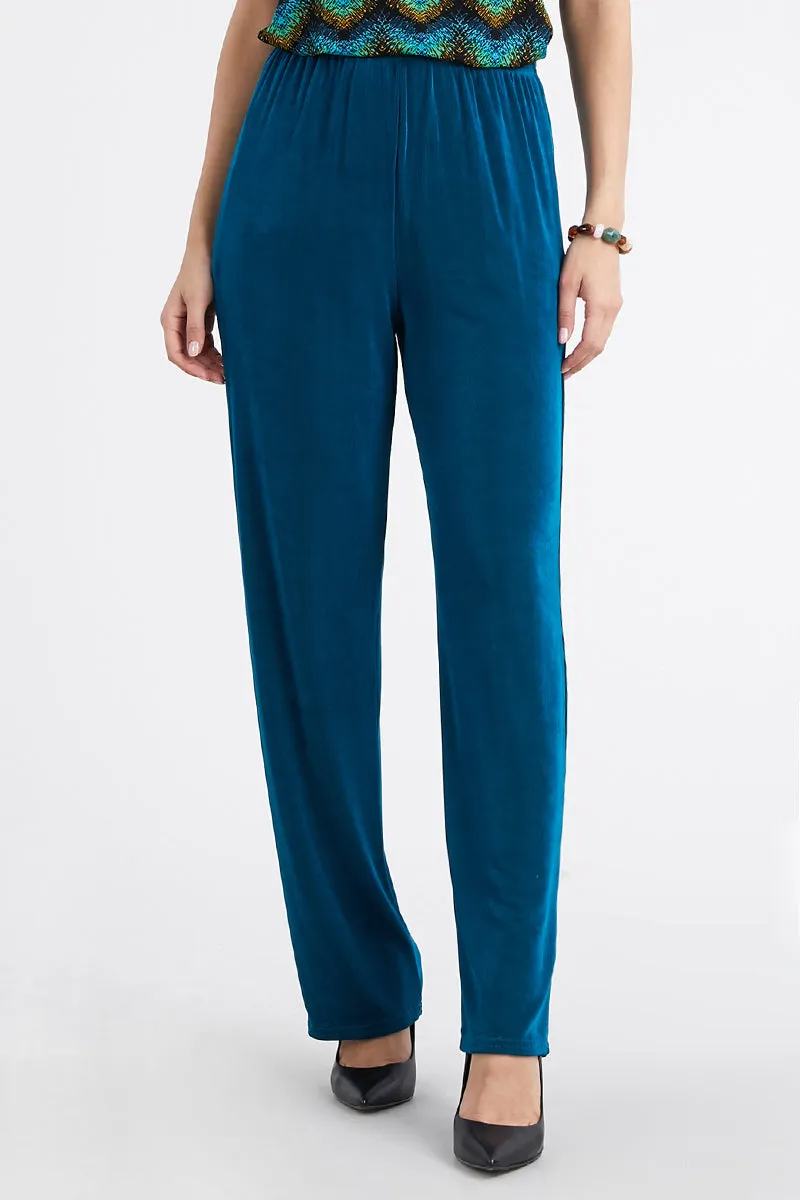 Plus Size Acetate Elastic Waist Full Length Pants-5000AY-AXS1