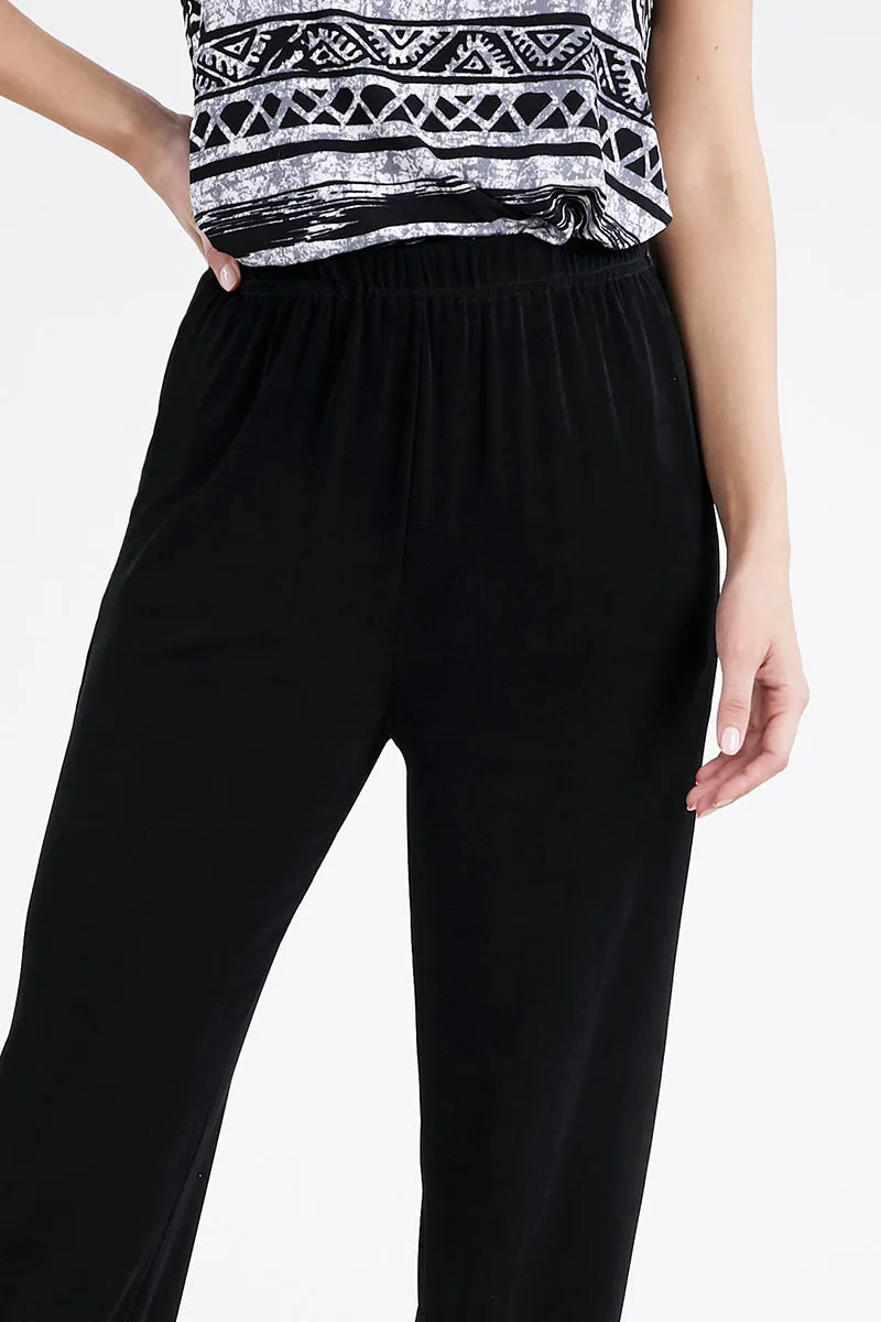 Plus Size Acetate Elastic Waist Full Length Pants-5000AY-AXS1