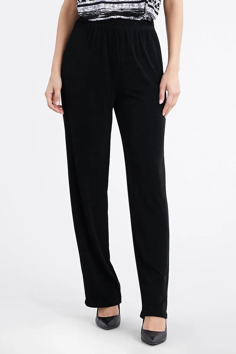 Plus Size Acetate Elastic Waist Full Length Pants-5000AY-AXS1