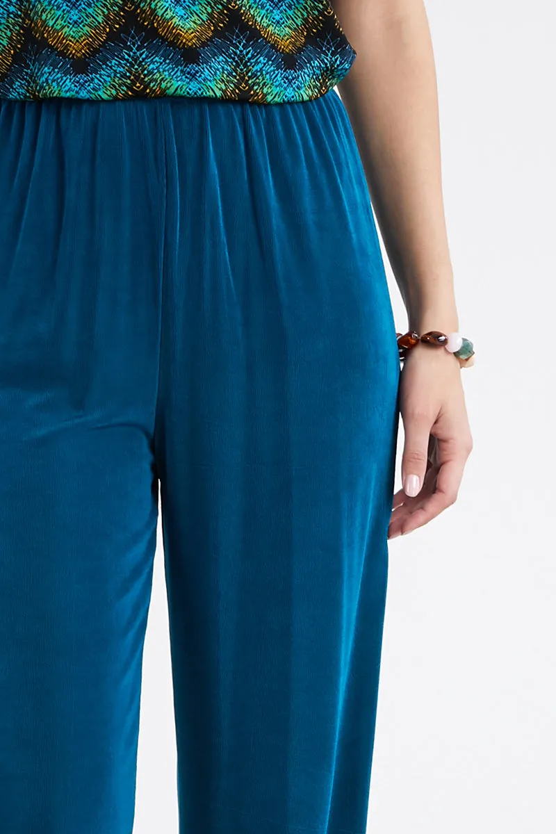 Plus Size Acetate Elastic Waist Full Length Pants-5000AY-AXS1