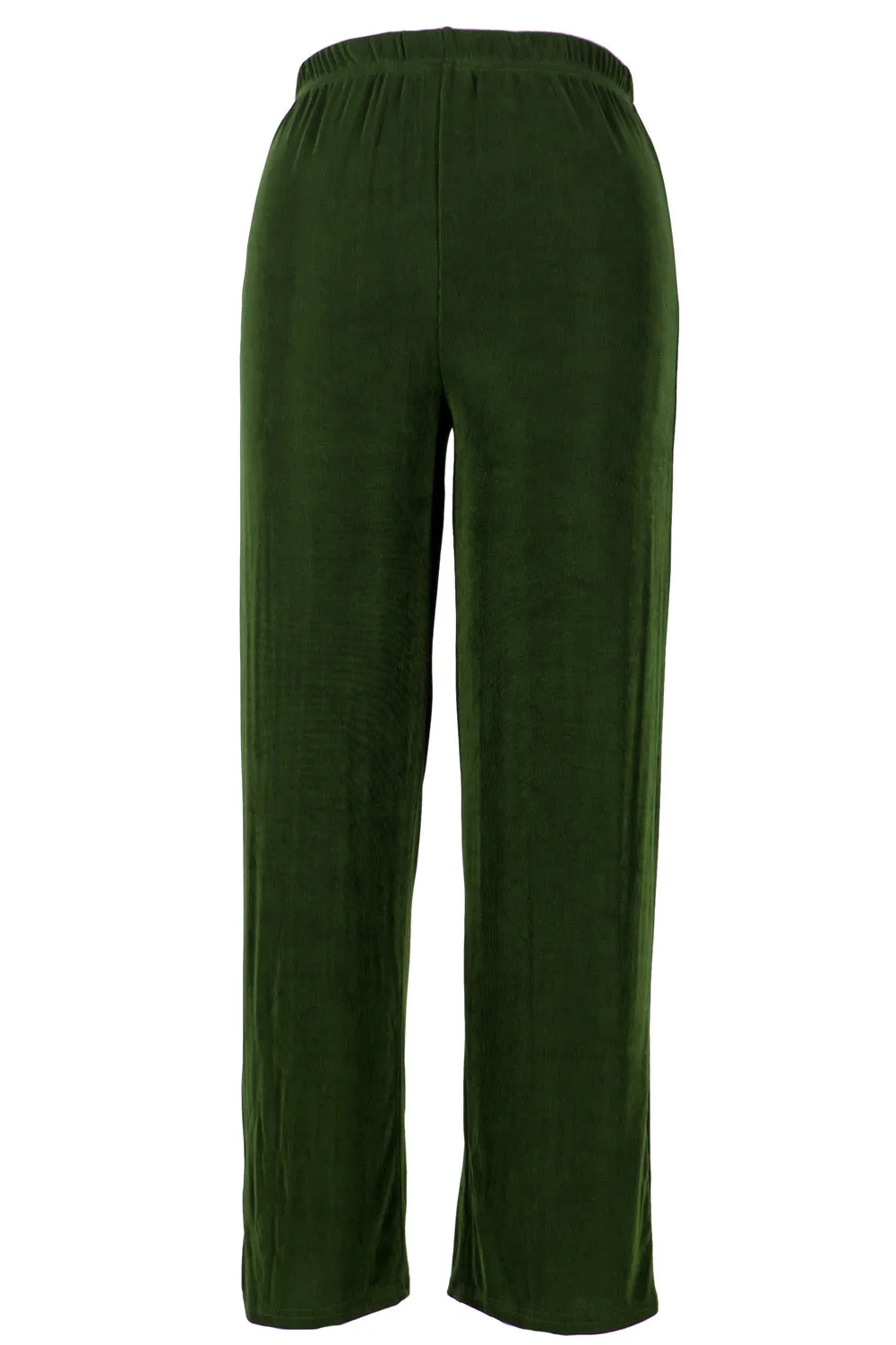 Plus Size Acetate Elastic Waist Full Length Pants-5000AY-AXS1