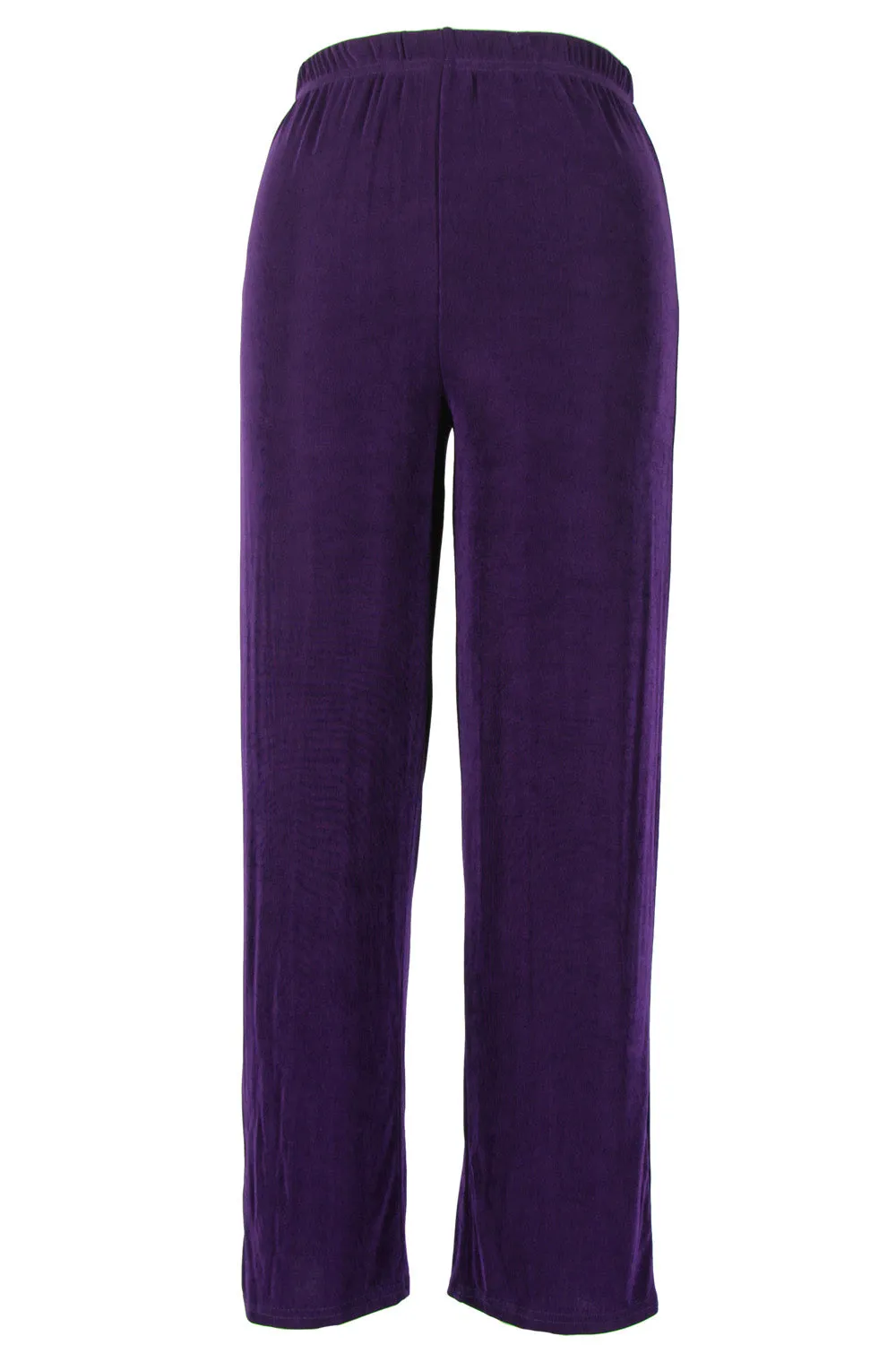 Plus Size Acetate Elastic Waist Full Length Pants-5000AY-AXS1