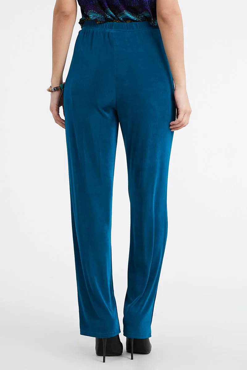 Plus Size Acetate Elastic Waist Full Length Pants-5000AY-AXS1