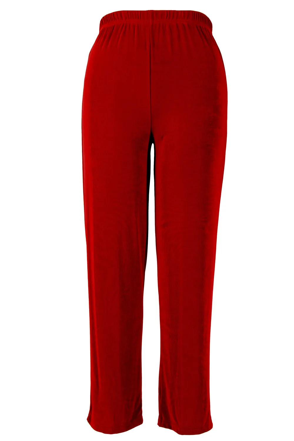 Plus Size Acetate Elastic Waist Full Length Pants-5000AY-AXS1