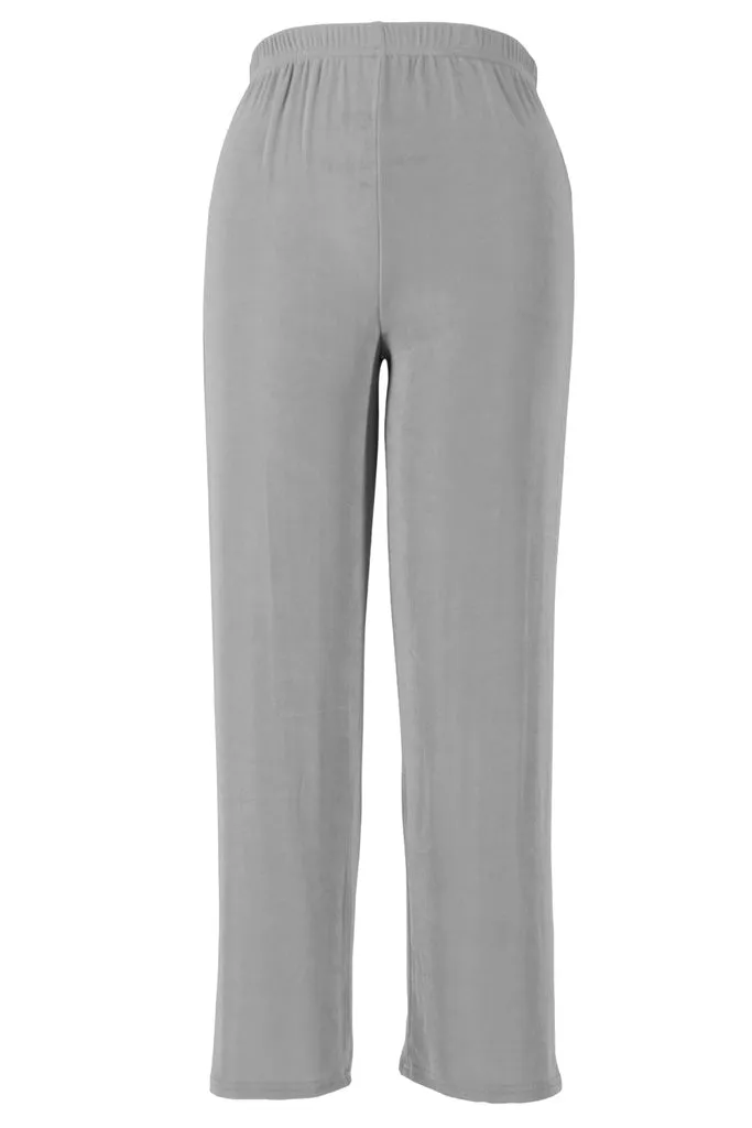 Plus Size Acetate Elastic Waist Full Length Pants-5000AY-AXS1