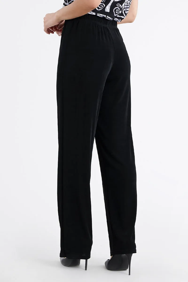 Plus Size Acetate Elastic Waist Full Length Pants-5000AY-AXS1