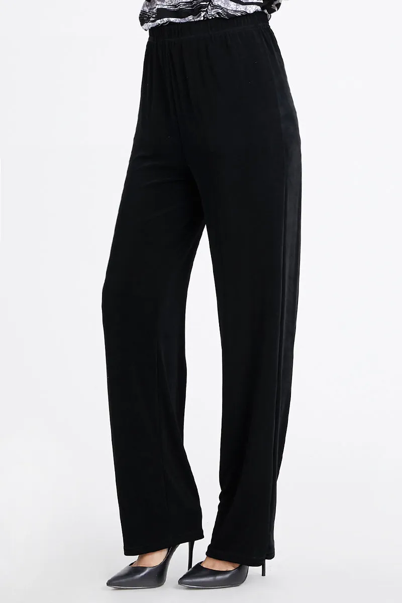Plus Size Acetate Elastic Waist Full Length Pants-5000AY-AXS1
