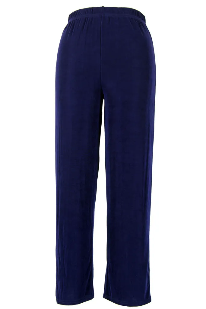 Plus Size Acetate Elastic Waist Full Length Pants-5000AY-AXS1