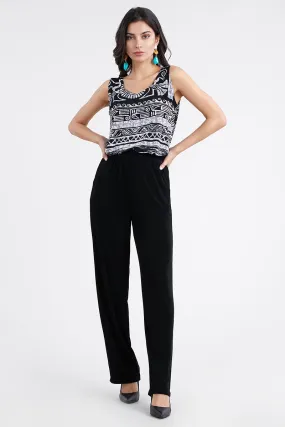 Plus Size Acetate Elastic Waist Full Length Pants-5000AY-AXS1