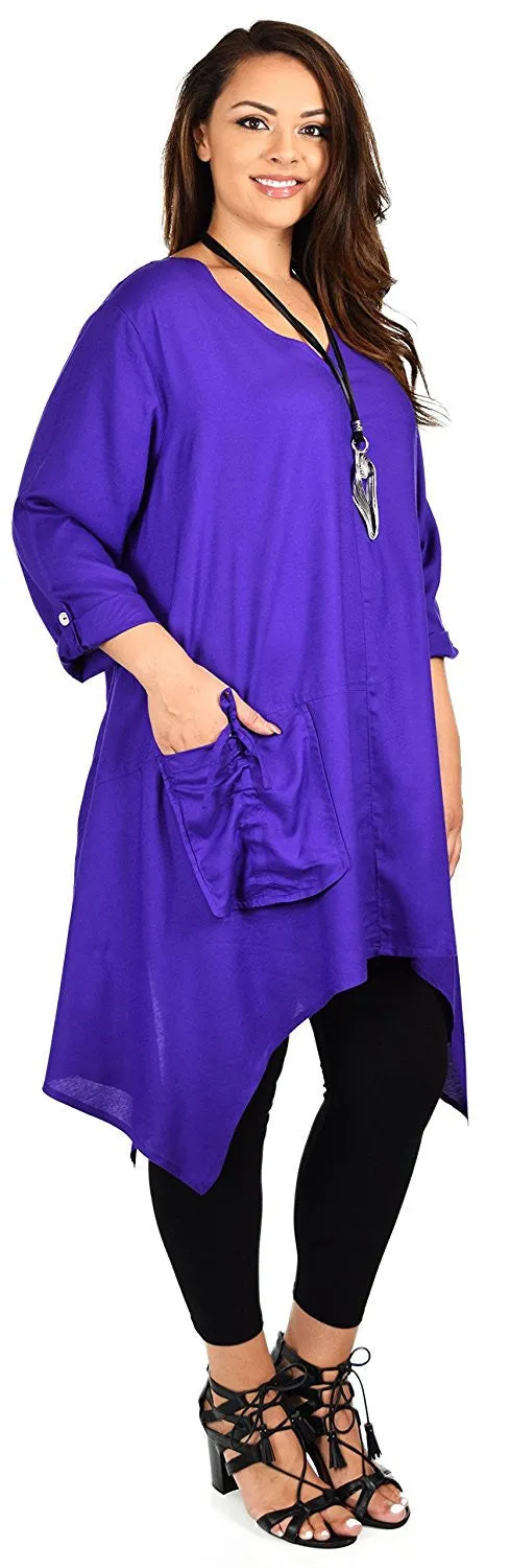 Plus Size Asymmetrical Fishtail Swing Dress Tunic Top