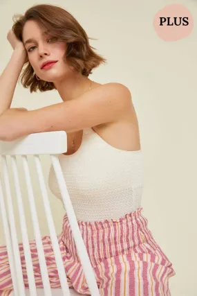 Plus White Textured Knit Bodysuit