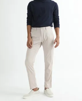 Rare Rabbit Men's Cellular Light Pink Solid Mid-Rise Regular Fit Twill Trouser