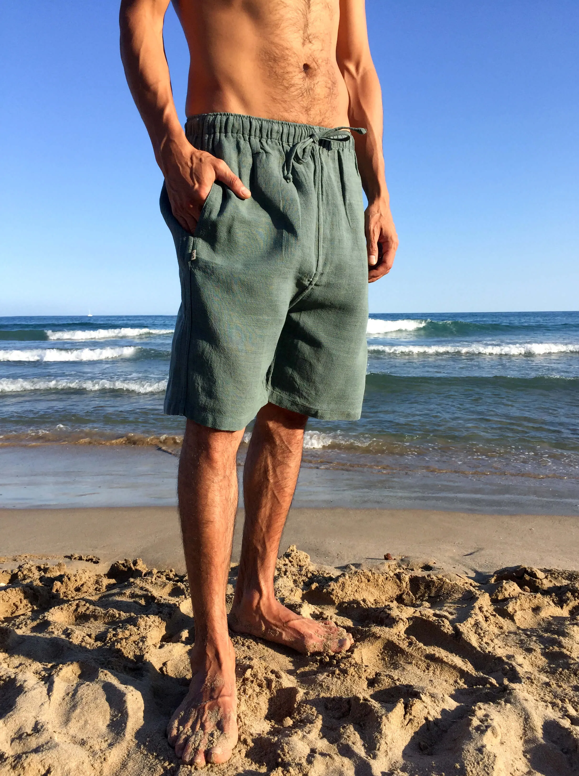 Raw Cotton Shorts Sage