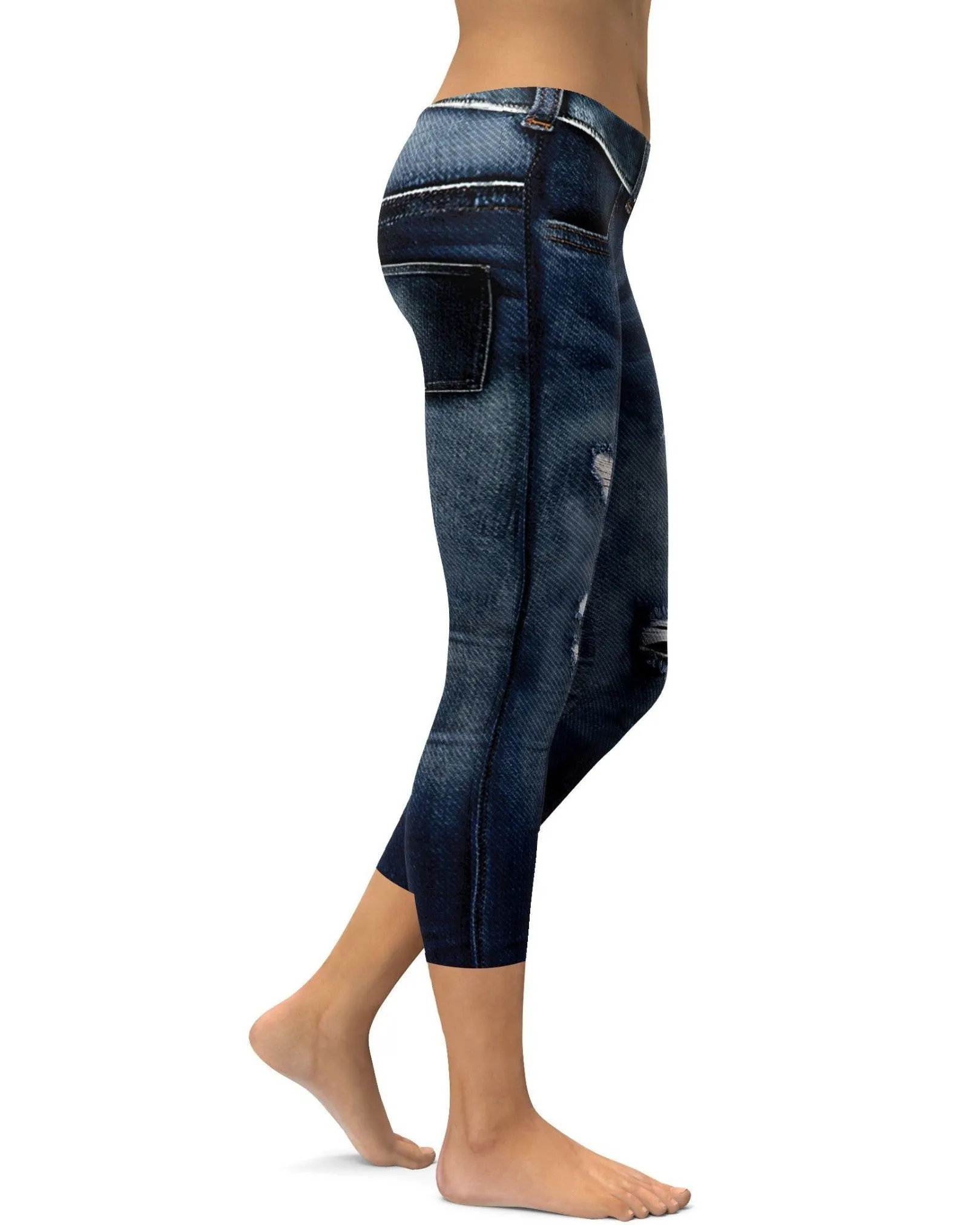 Realistic Denim Jeans Capris