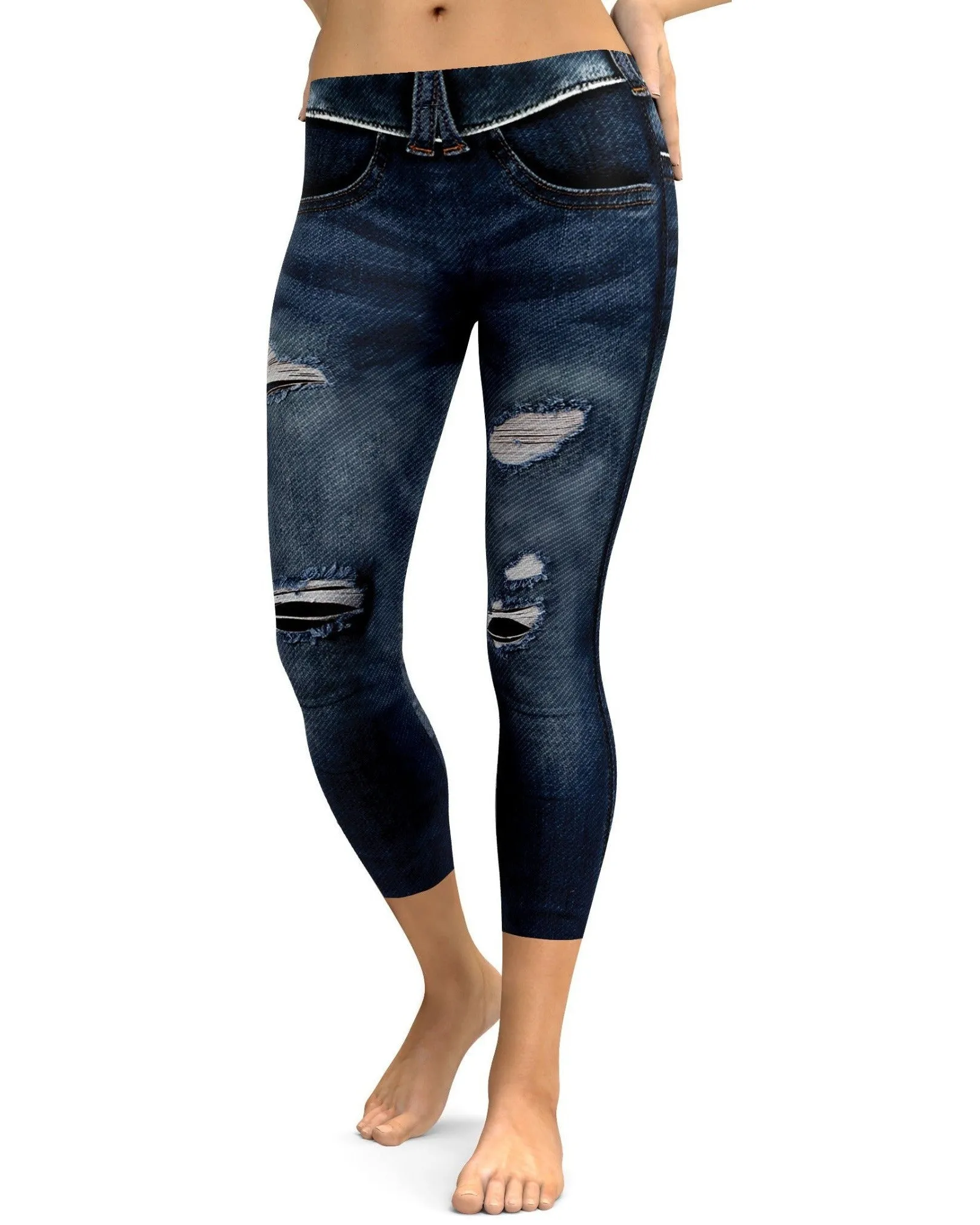 Realistic Denim Jeans Capris