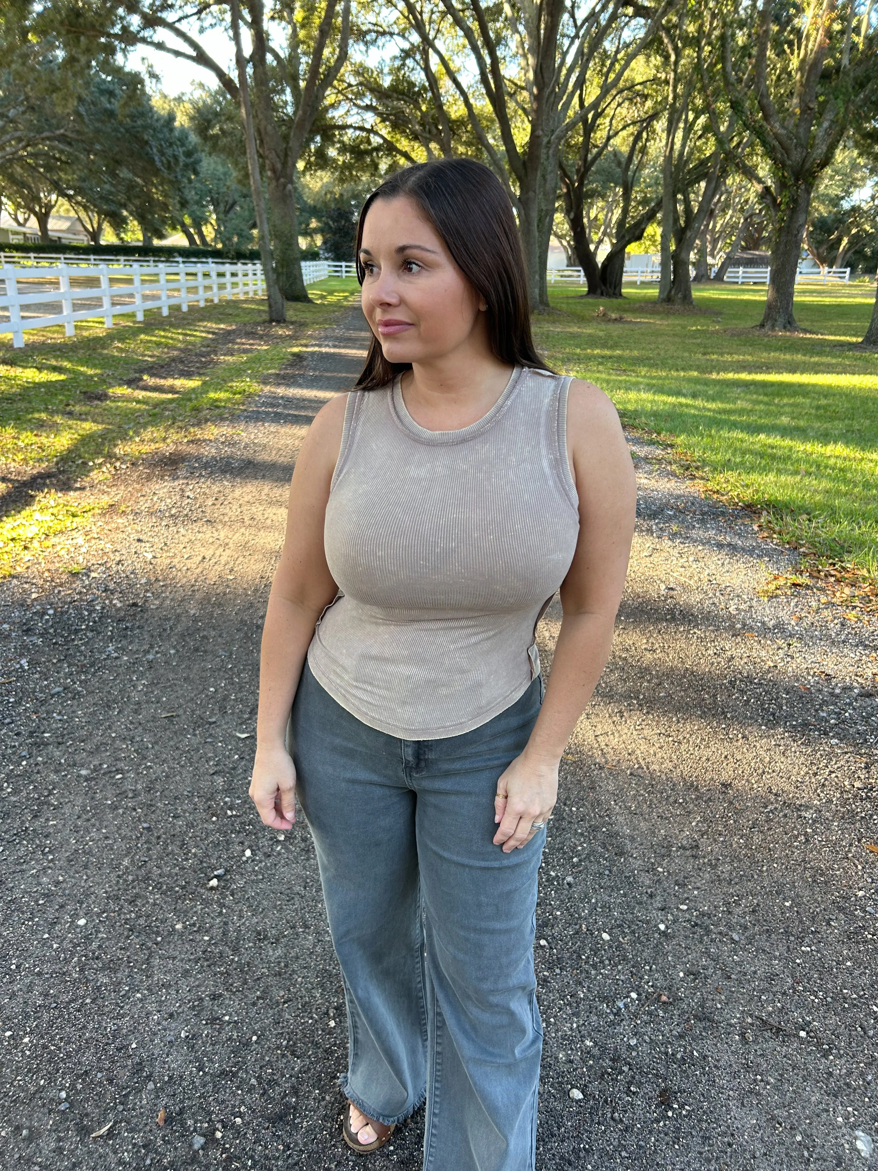 Reese Ribbed Tank - Mocha