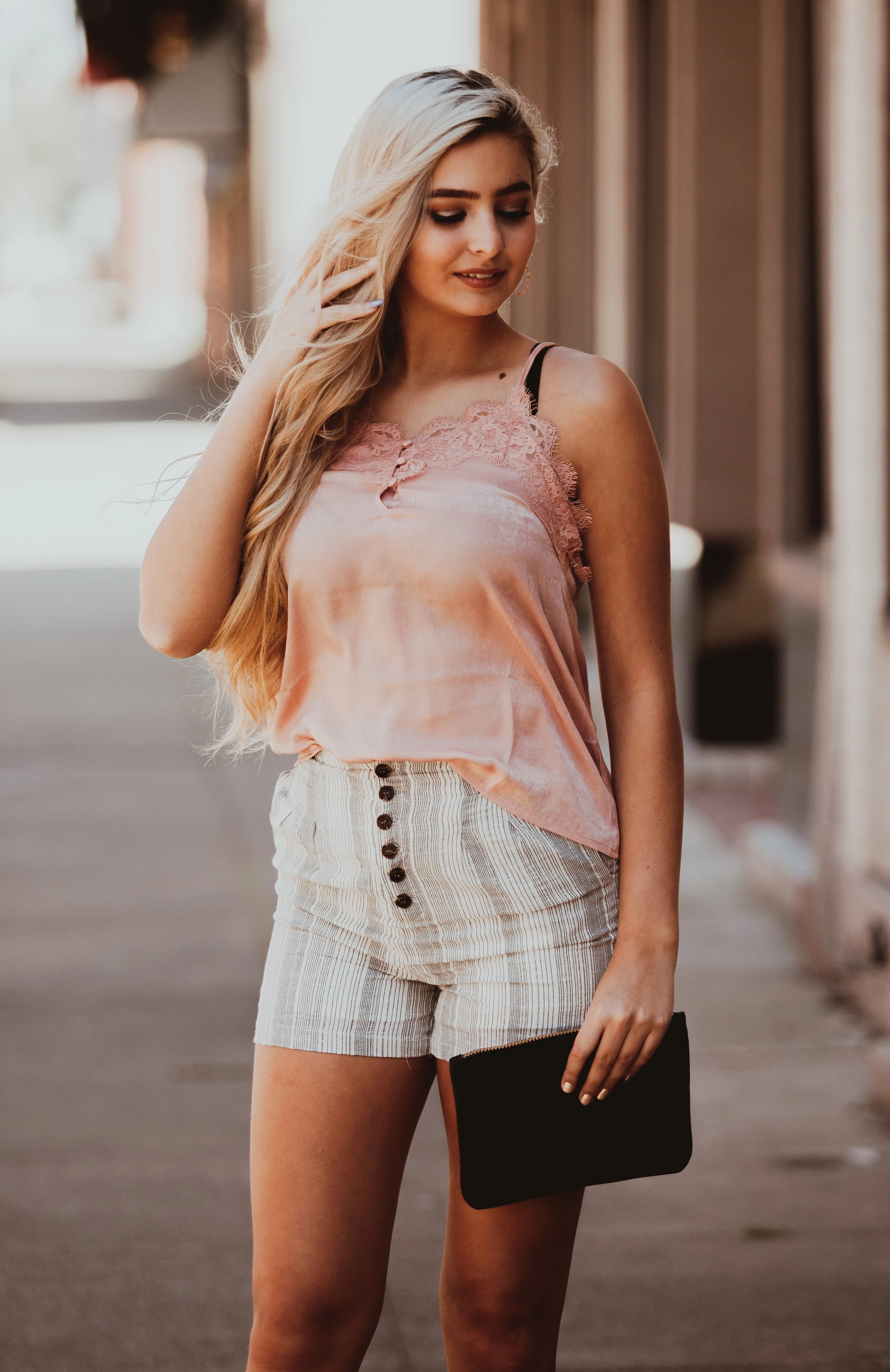 Satin Cami Top w/ Lace Trim- One LG left