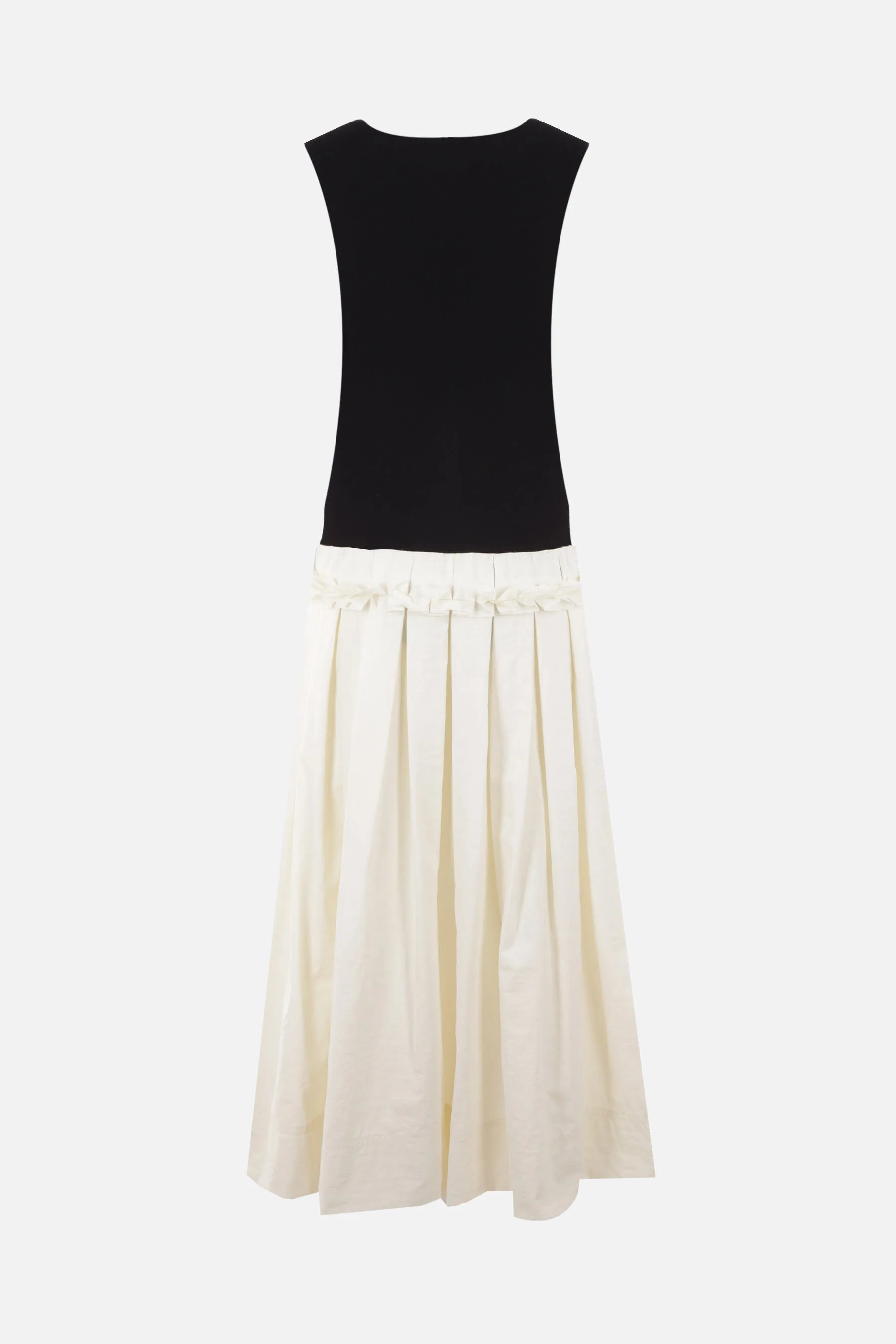 sectioned sleeveless dress in stretch knit and technical fabric