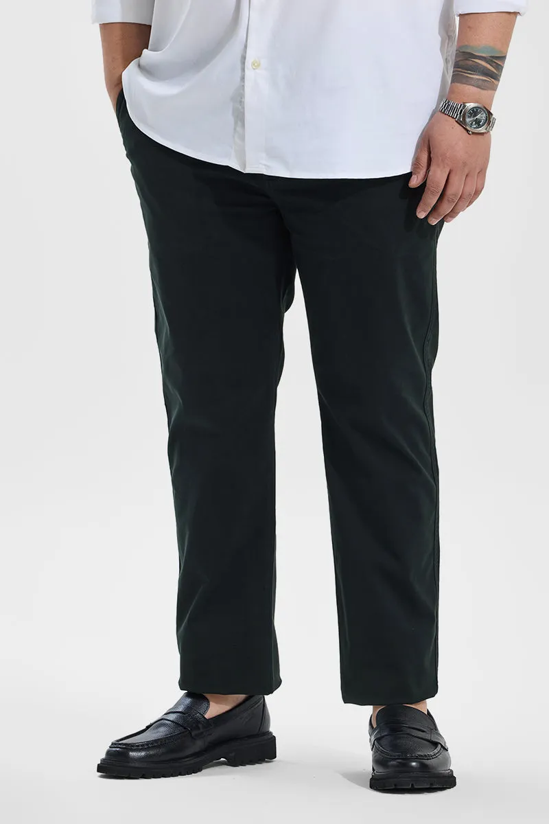 Seemly Dark Green Plain Regular Fit Plus Size Chinos