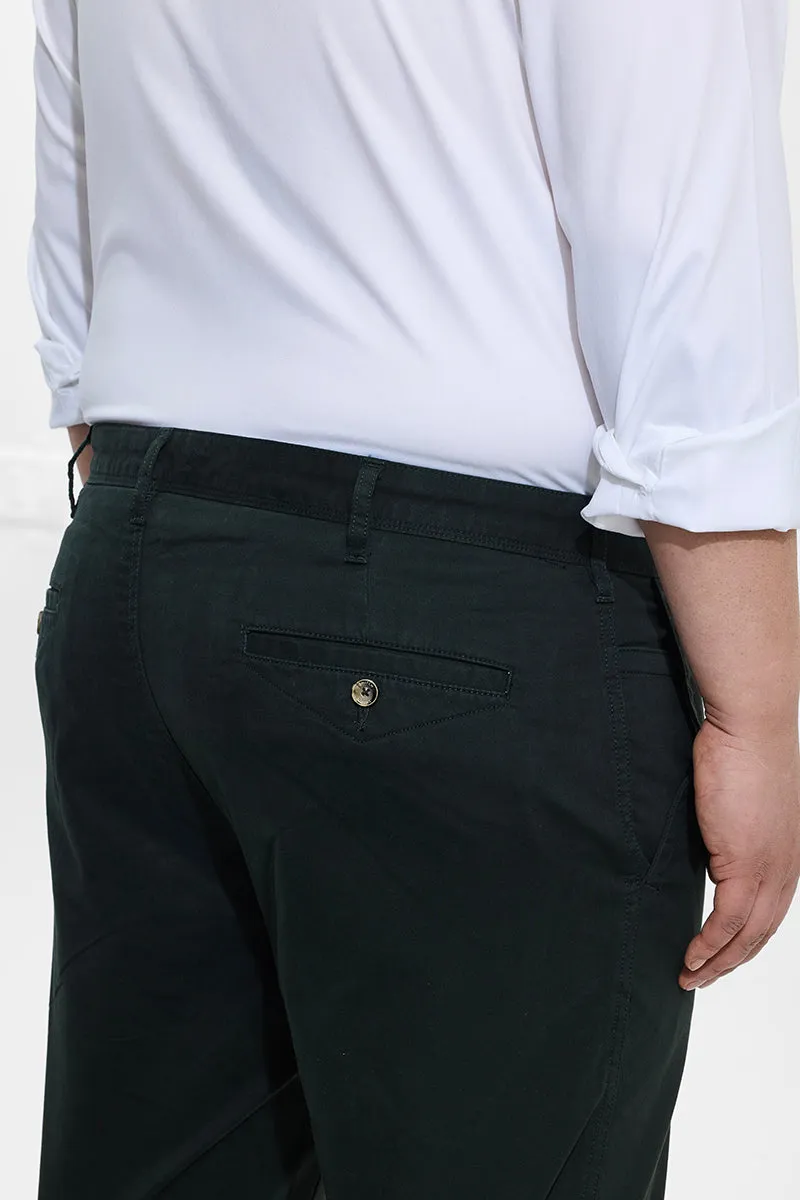 Seemly Dark Green Plain Regular Fit Plus Size Chinos