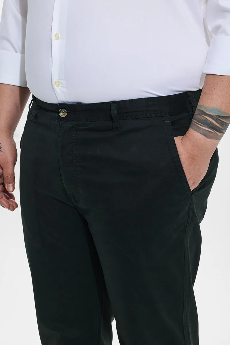 Seemly Dark Green Plain Regular Fit Plus Size Chinos