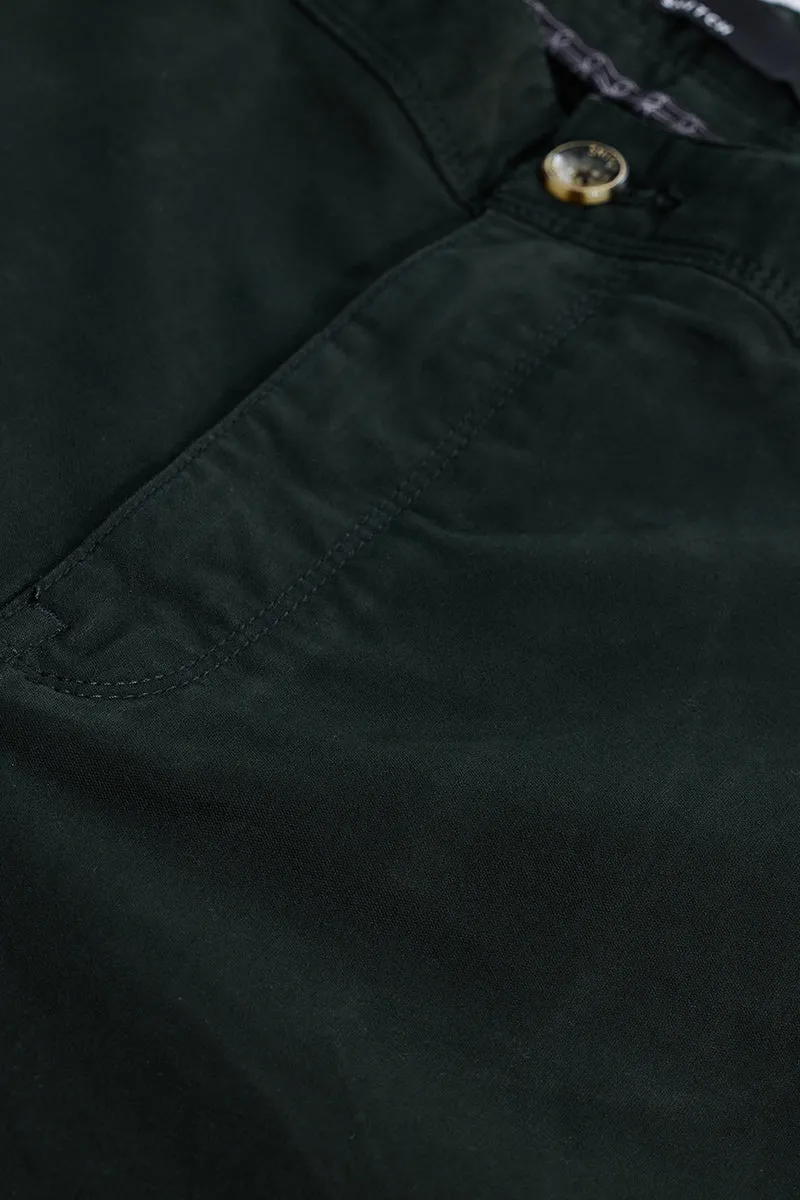 Seemly Dark Green Plain Regular Fit Plus Size Chinos