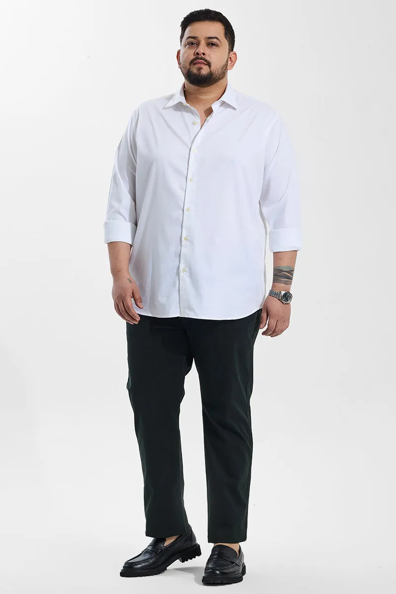 Seemly Dark Green Plain Regular Fit Plus Size Chinos