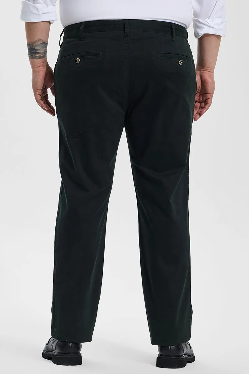 Seemly Dark Green Plain Regular Fit Plus Size Chinos